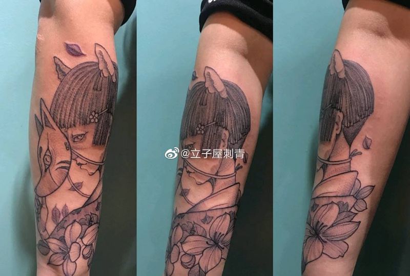 艺伎纹身图片_手臂纹身图案