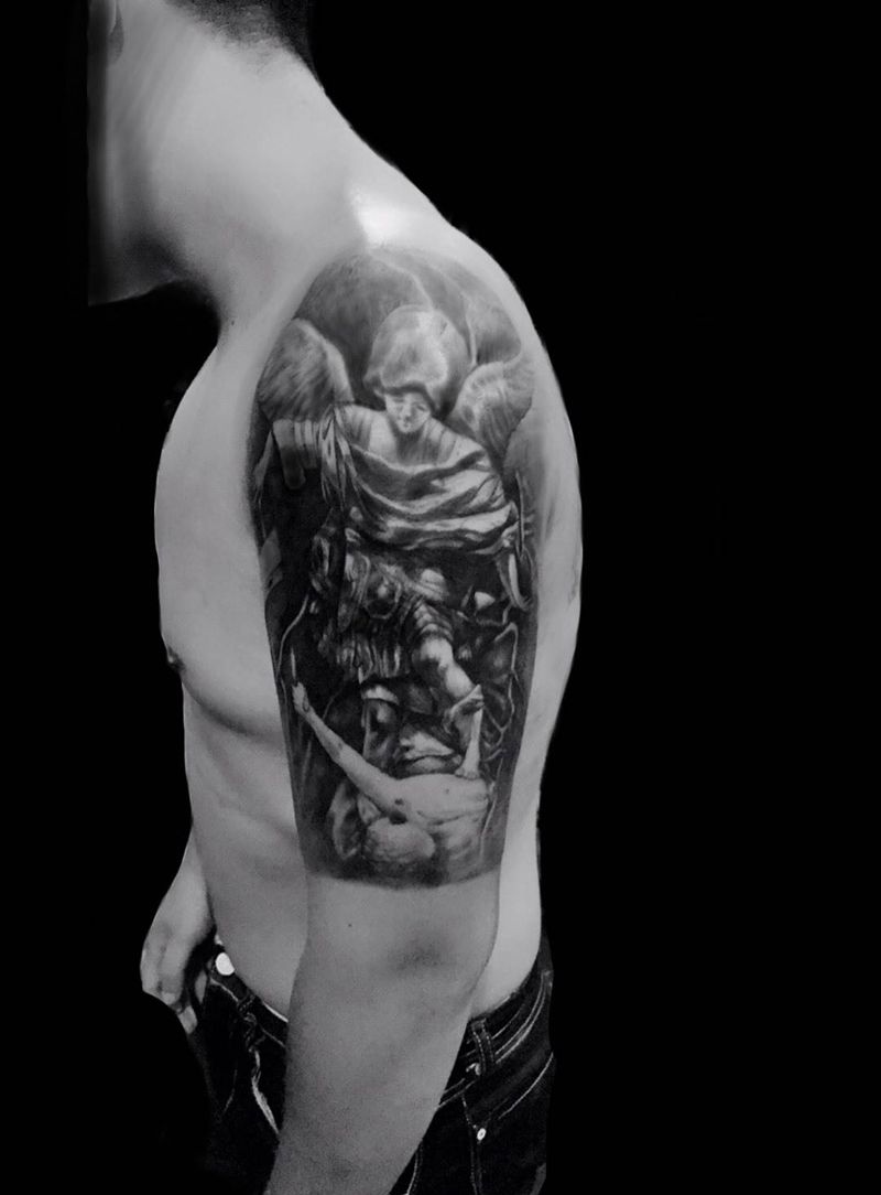 进行中纹身图片_手臂手部传统写实人物鬼神纹身图案