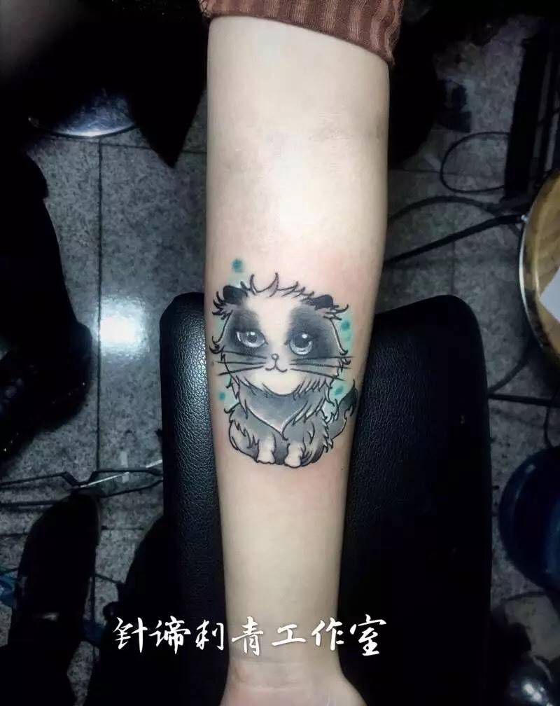 顽皮的小野猫纹身图片