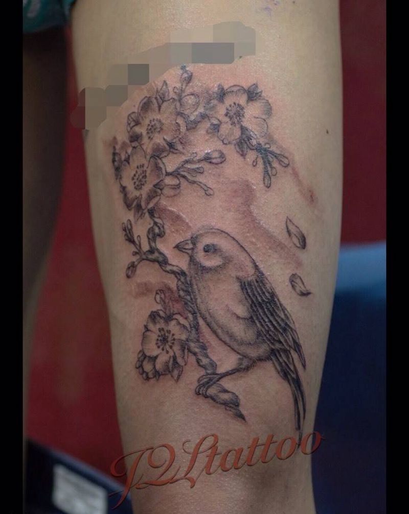 工笔纹身图片_腿部纹身图案