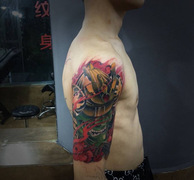 鬼武士纹身图片