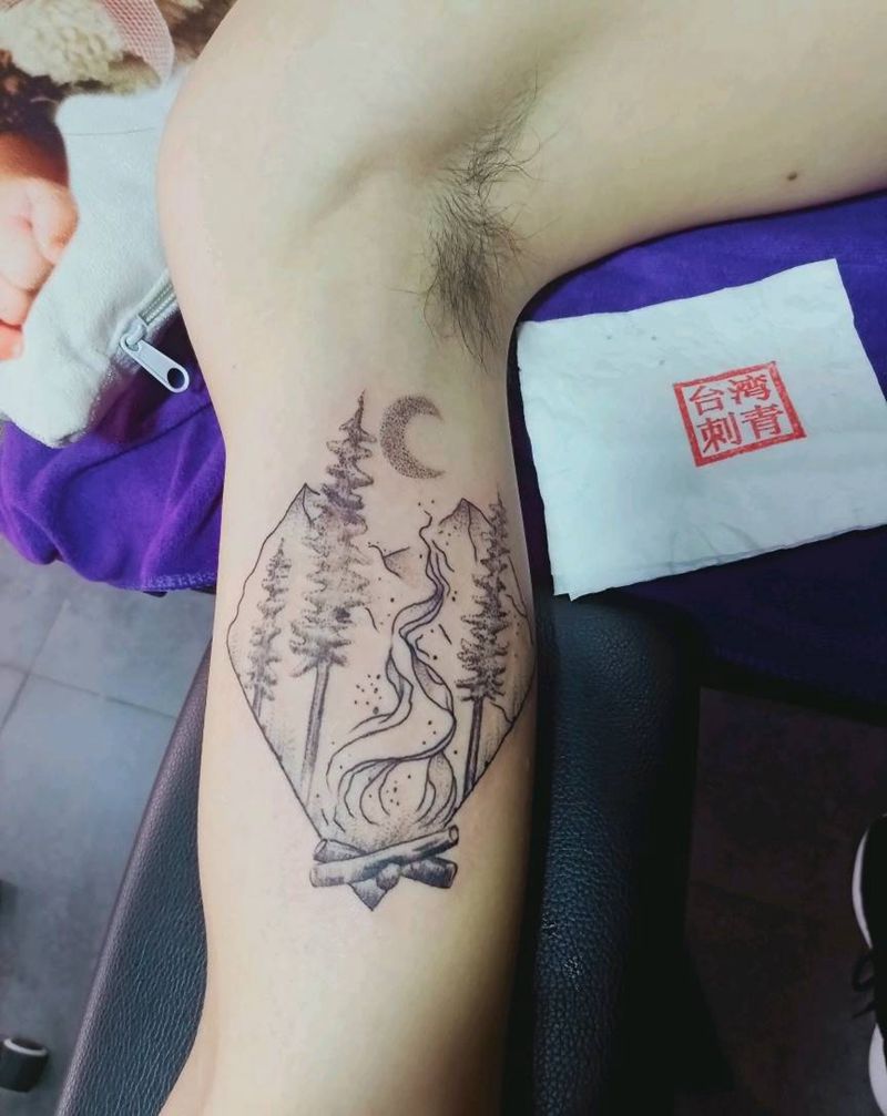 点刺风景纹身图片_手臂纹身图案