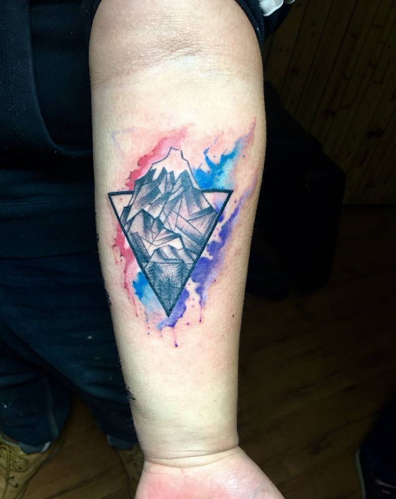 彩墨几何体纹身图片