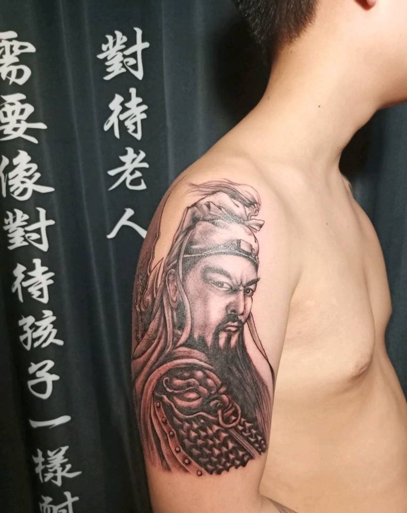 关羽纹身图片_手臂纹身图案