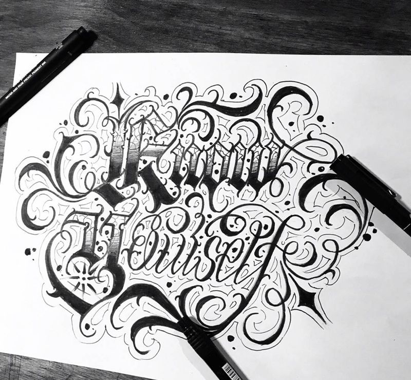 认清自己纹身图片_花体字纹身图案