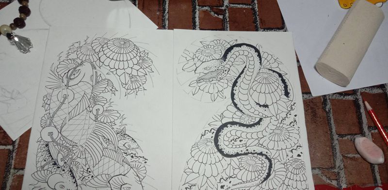 日式老传统纹身图片_胸部老传统纹身图案