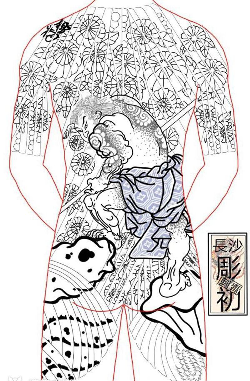 和风刺青纹身图片_背部老传统纹身图案