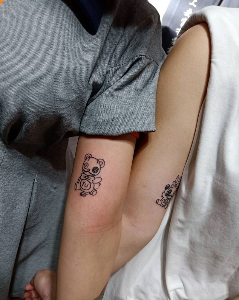 熊与兔子纹身图片_手臂纹身图案