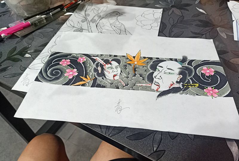 日式手稿纹身图片_老传统纹身图案