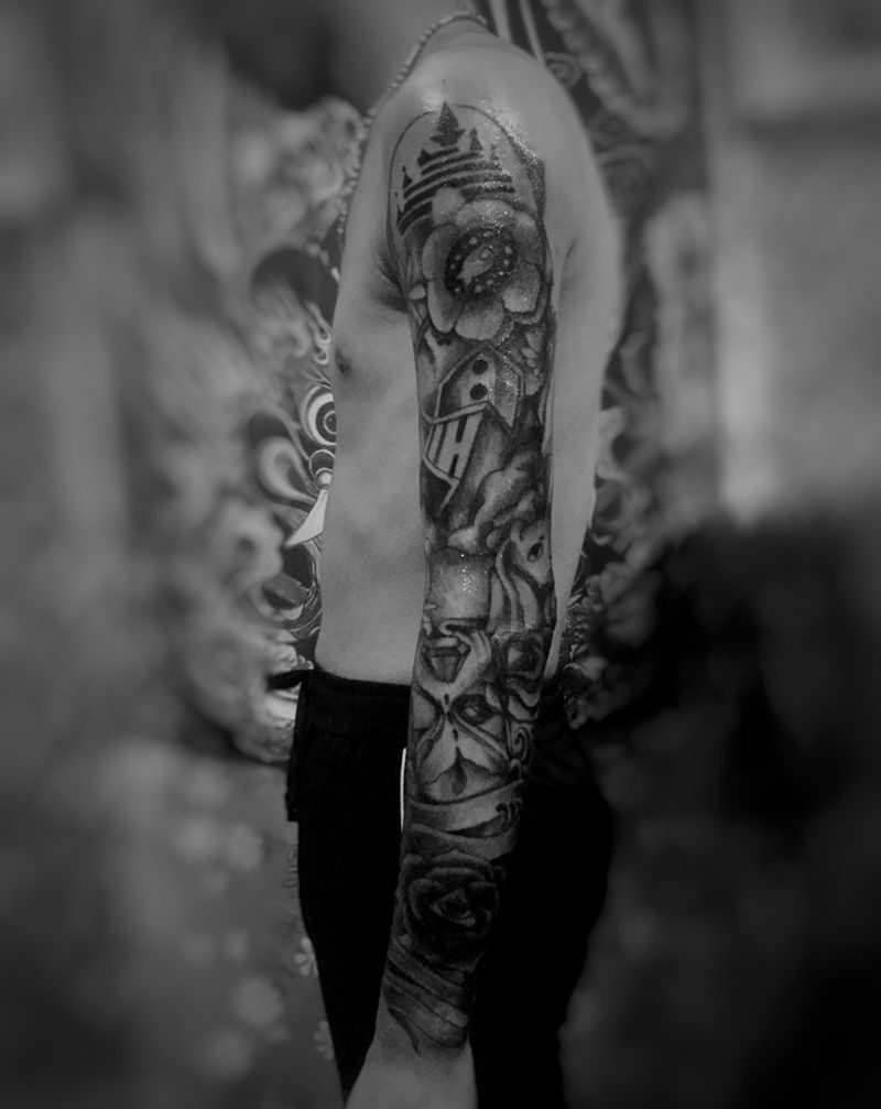 完成纹身图片_成品手臂手部欧美几何纹身图案