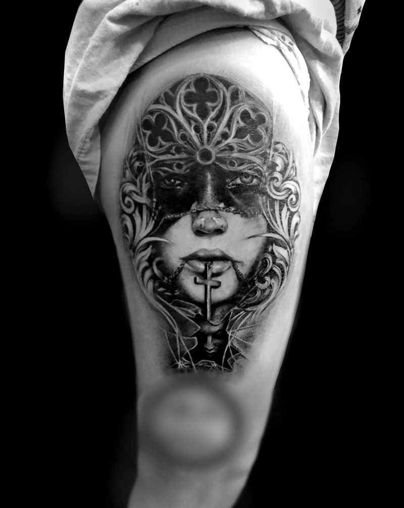 腿部纹身（恢复后做细节）纹身图片_腿部脚部纹身图案