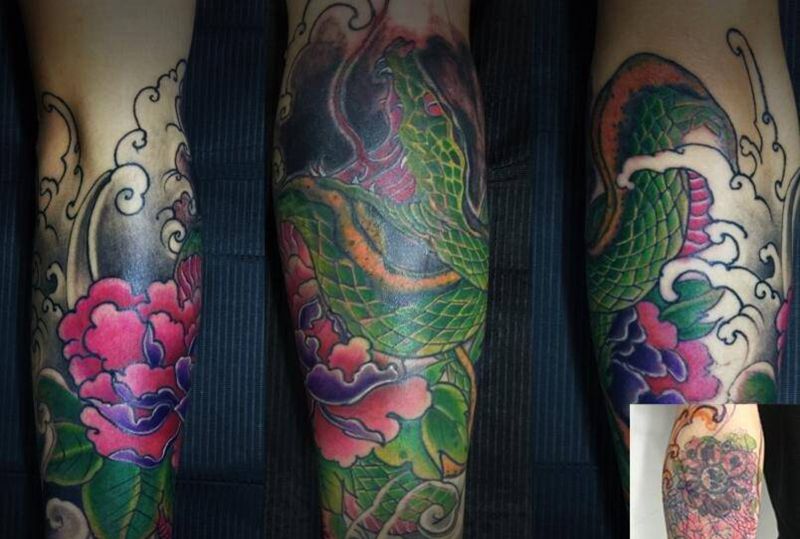 包小臂遮盖纹身图片