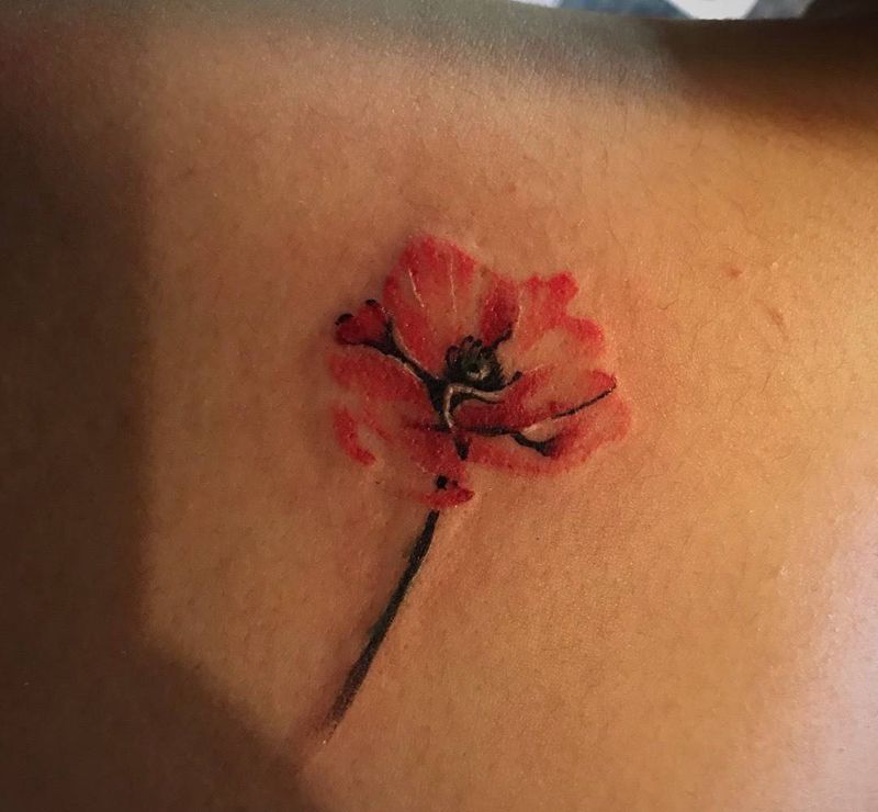 花纹身图片_成品背部清新植物纹身图案