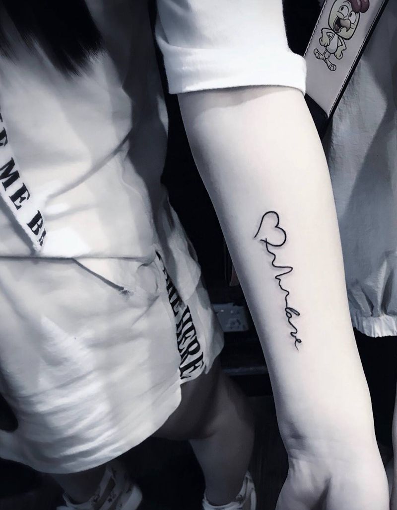 心电图纹身图片_成品手臂传统清新几何字符静物纹身图案