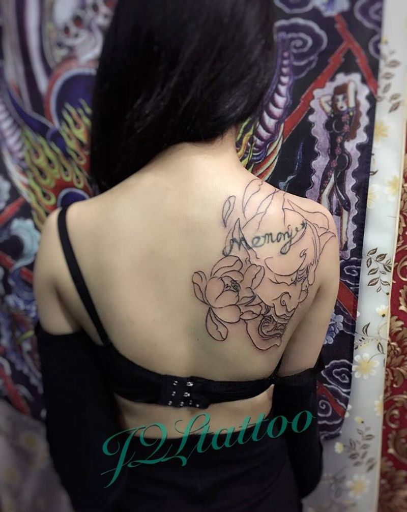 遮盖（定稿完成）纹身图片_背部传统写实鬼神纹身图案