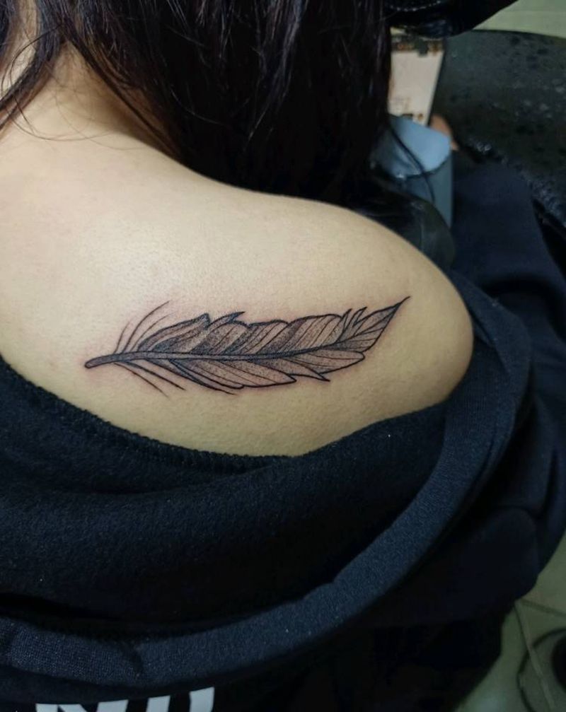 羽毛纹身图片_点刺纹身图案