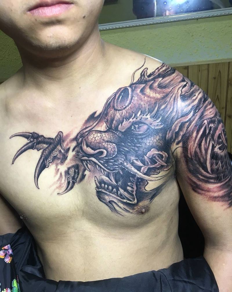 过肩龙。。。纹身图片