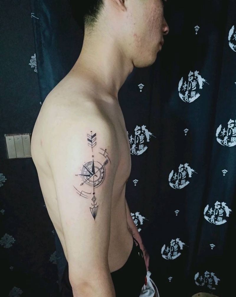 指针纹身图片_手臂纹身图案