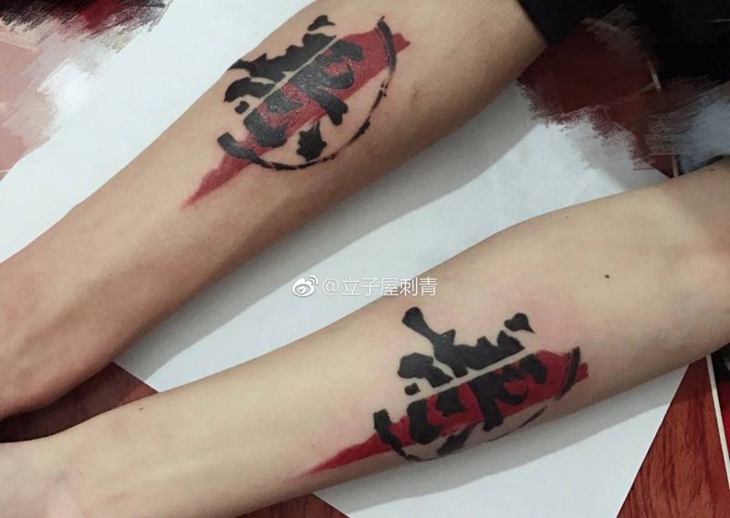 善恶纹身图片_腿部手臂图腾纹身图案