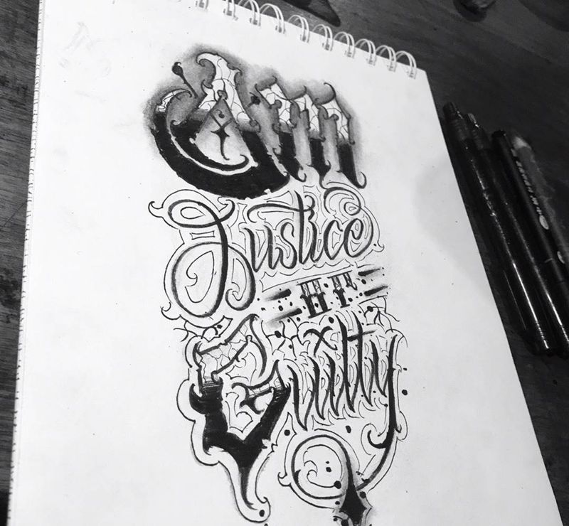 小腿稿纹身图片_花体字纹身图案