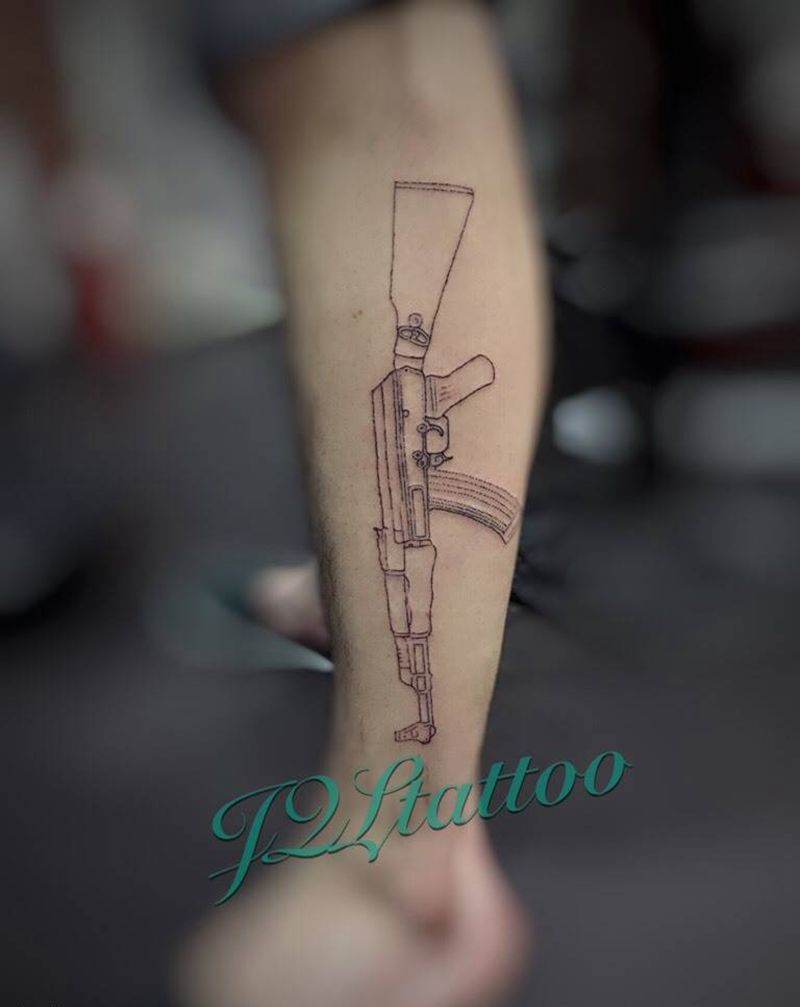 定稿完成纹身图片_腿部欧美写实几何纹身图案