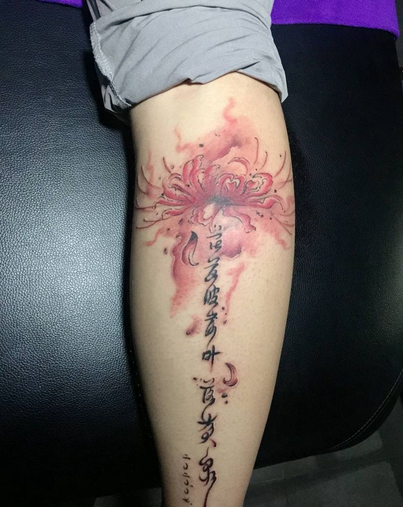 彼岸花纹身图片_腿部纹身图案