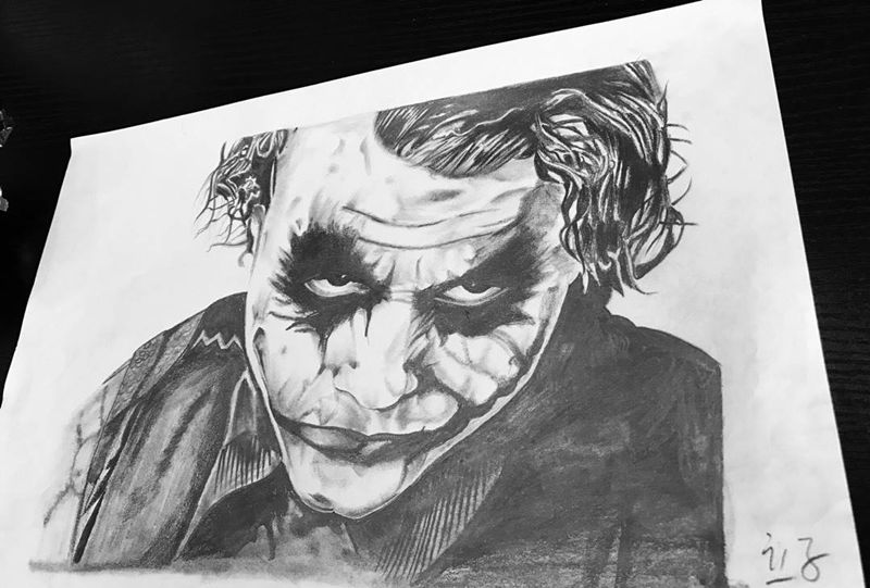 小丑纹身图片_手稿手臂腿部背部欧美肖像写实人物纹身图案