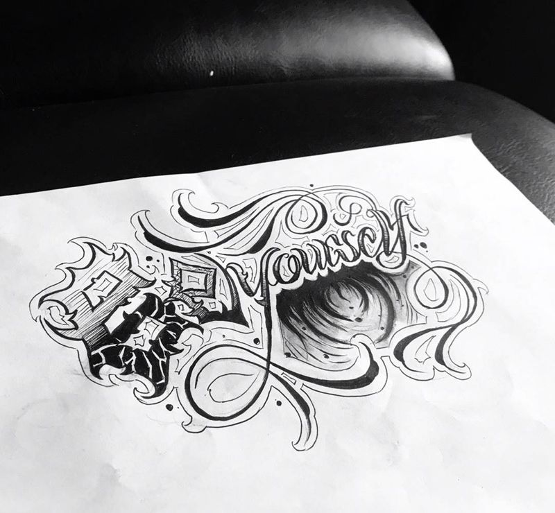 Beyourself纹身图片_花体字纹身图案