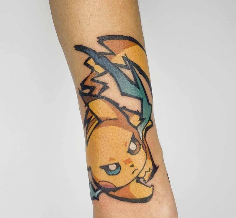 皮卡丘纹身图片_手臂New SchoolOld School纹身图案