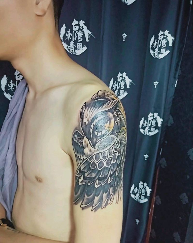 猫头鹰（遮盖）纹身图片_手臂纹身图案