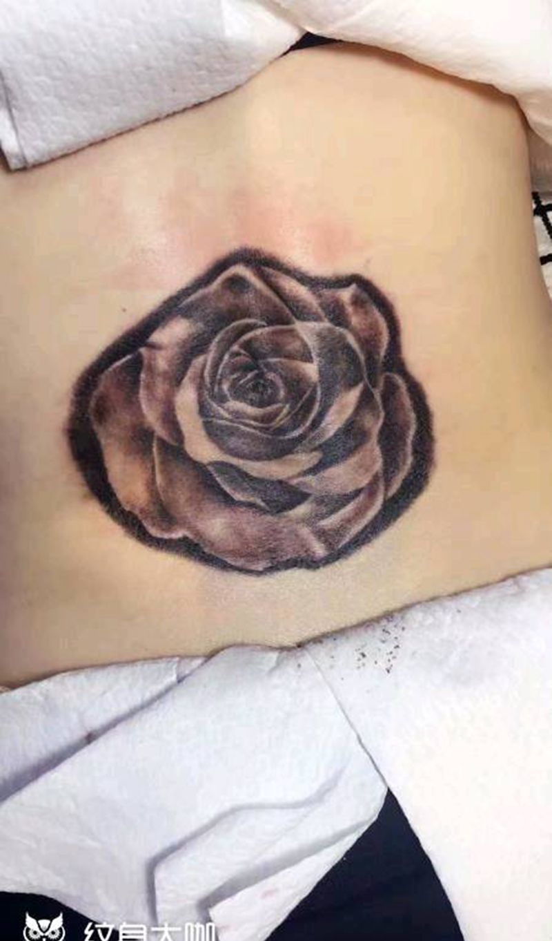 玫瑰（盖胎记）纹身图片