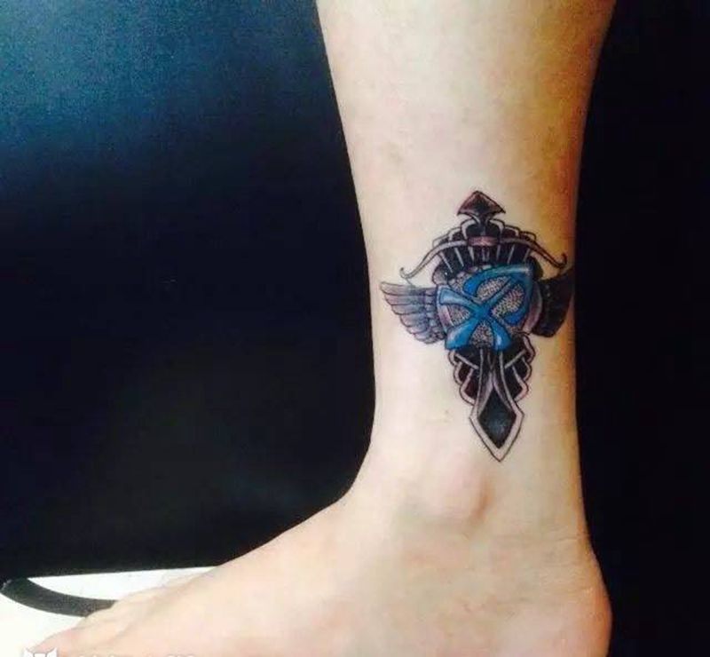 星座纹身图片_成品腿部脚部欧美习俗静物纹身图案