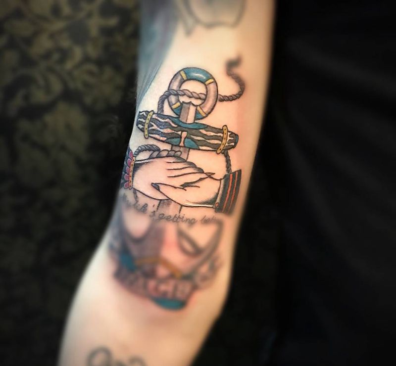 船锚➕old schoo纹身图片_成品手臂欧美静物纹身图案