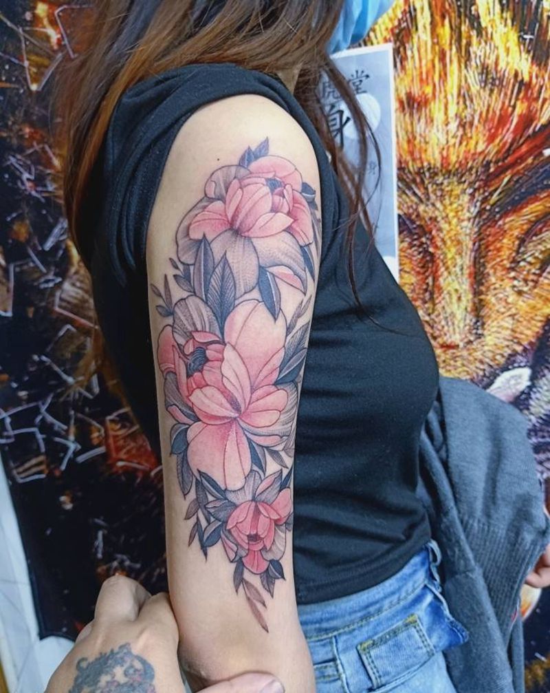 素花纹身图片_手臂纹身图案