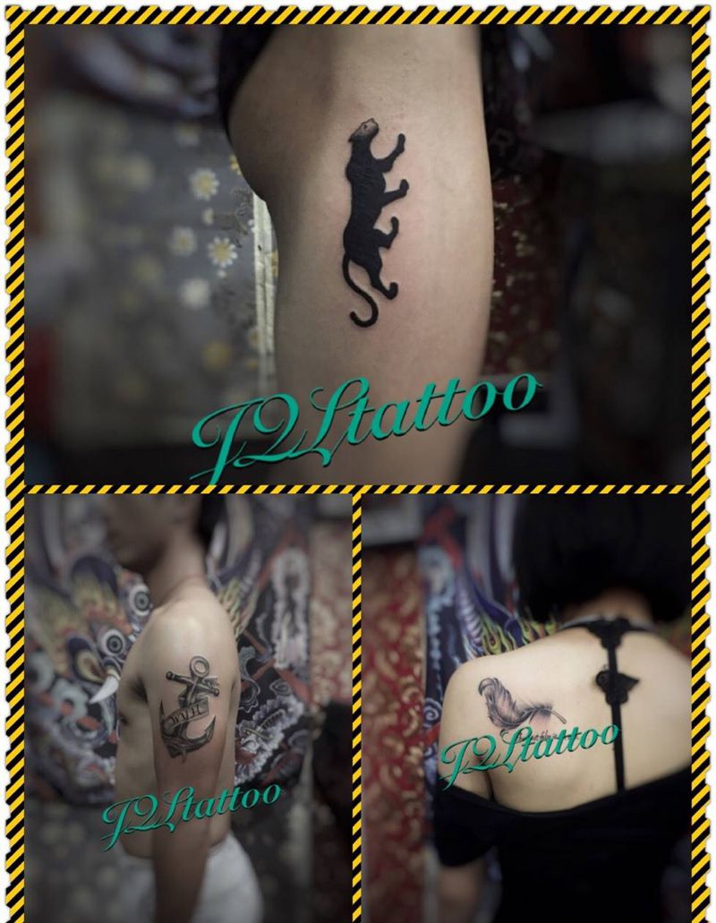 一组小清新纹身图片_成品背部腿部清新植物动物几何纹身图案