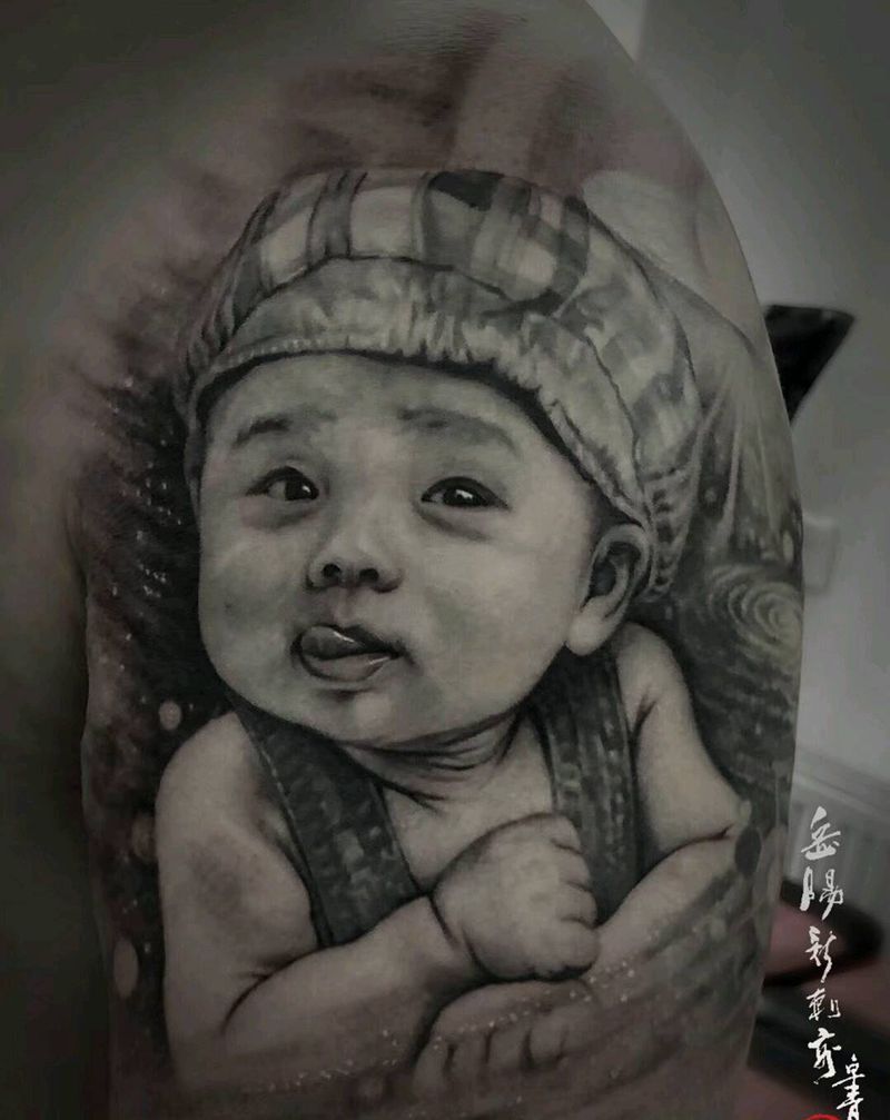 肖像纹身图片_手臂欧美写实肖像纹身图案