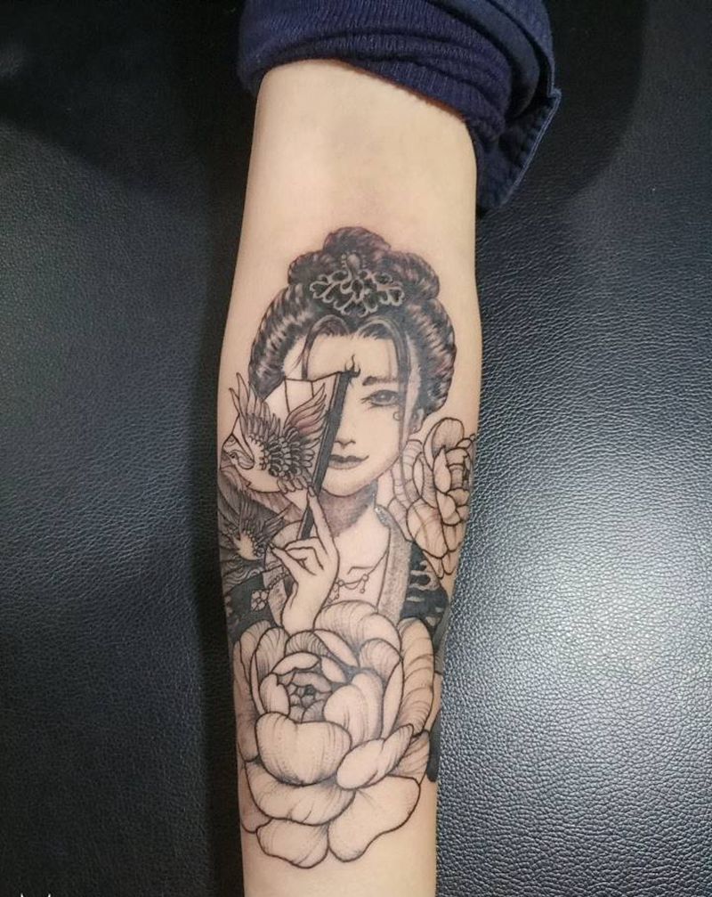 艺伎纹身图片_手臂纹身图案