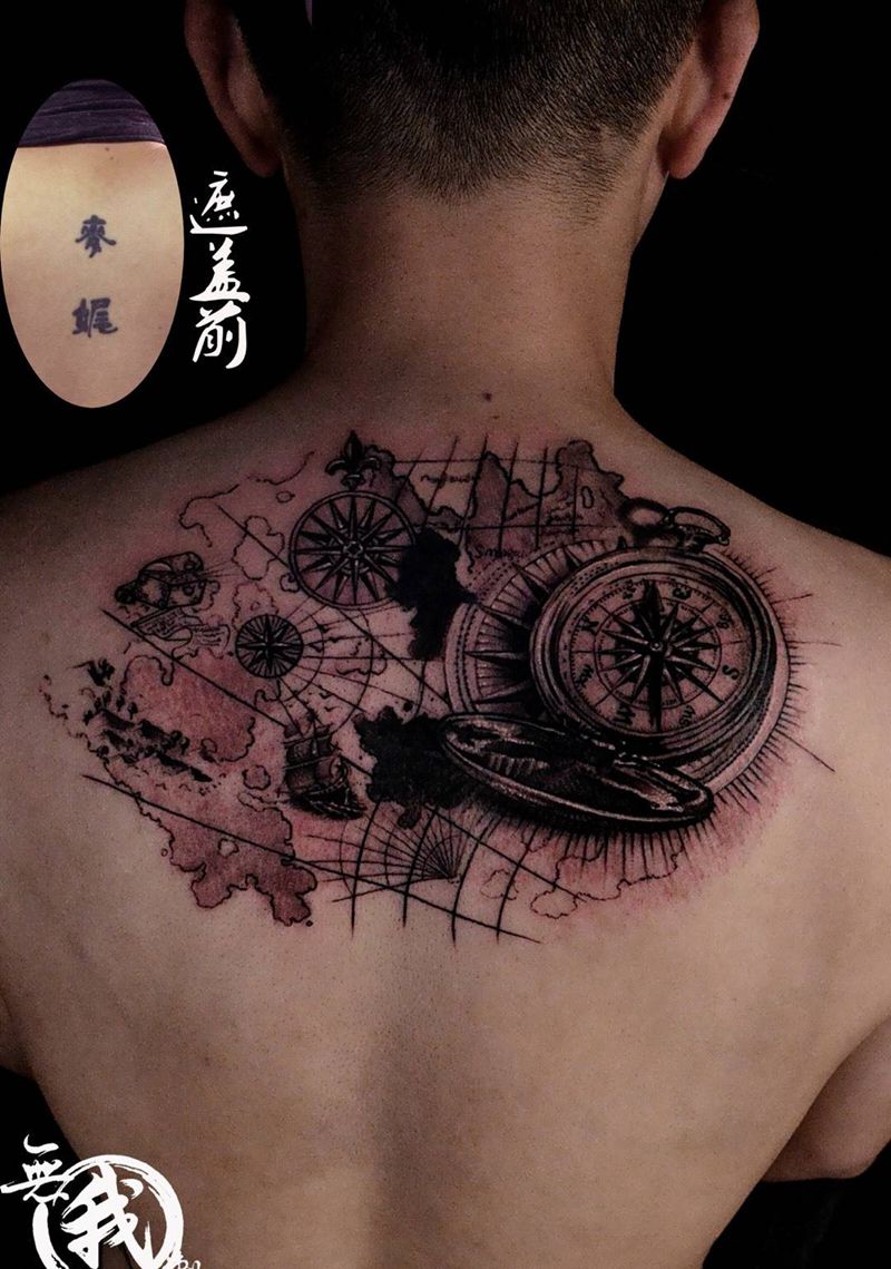 遮盖纹身图片_成品手稿欧美写实原创背部纹身图案