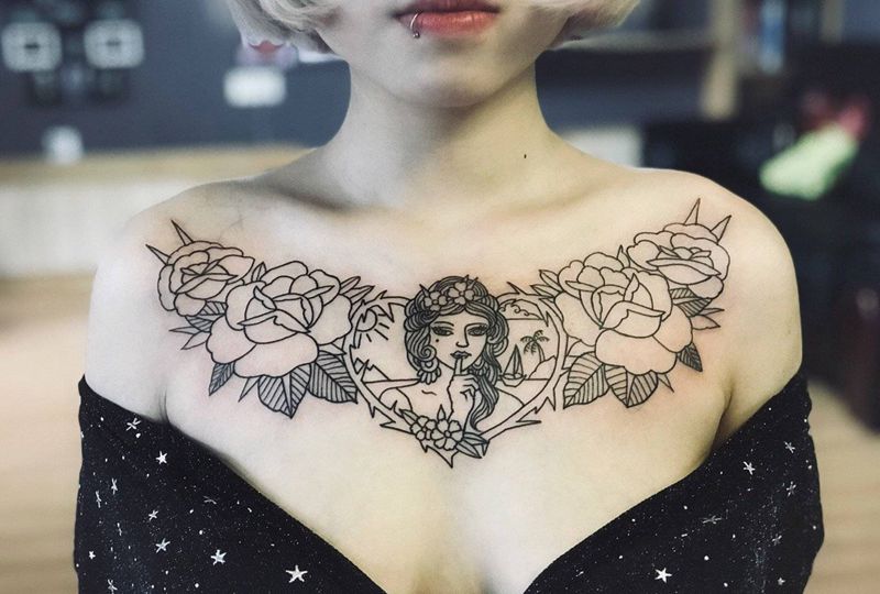 吉首纹身纹身图片_胸部吉首纹身图案