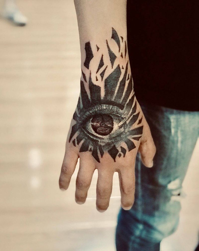 湘西瞳画纹身图片_手部纹身图案