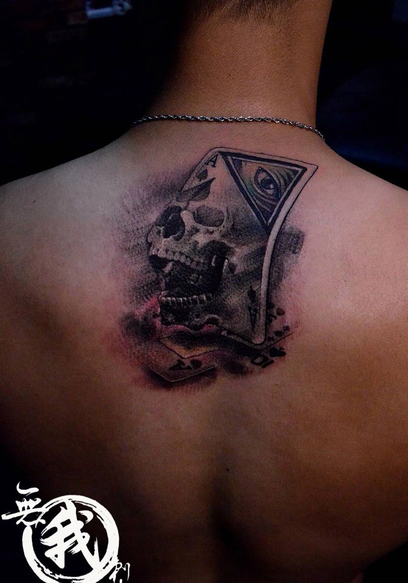 骷髅牌纹身图片
