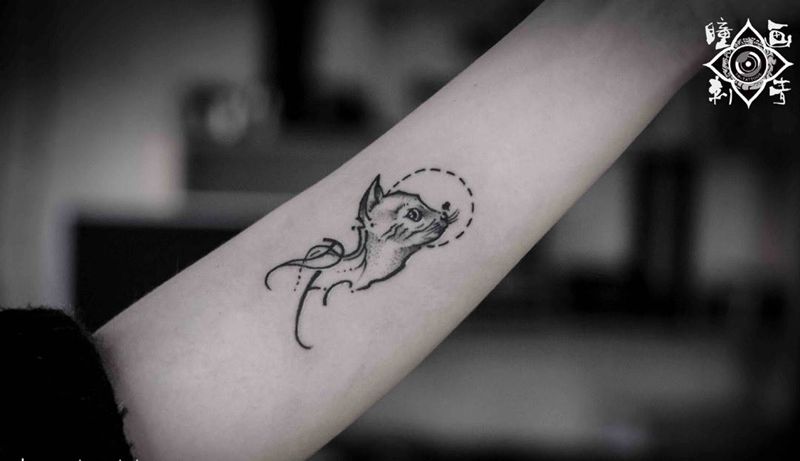 抽象喵咪纹身图片