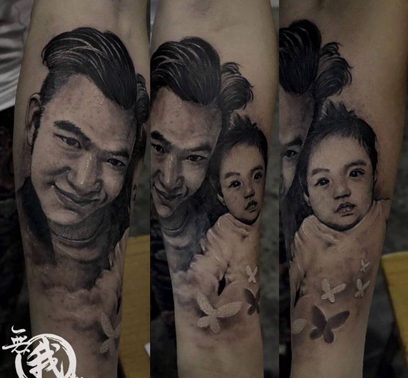 肖像纹身图片_欧美写实肖像清新手部手臂成品原创人物手稿纹身图案