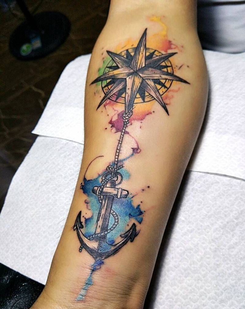 水墨风纹身图片_手臂欧美水彩纹身图案