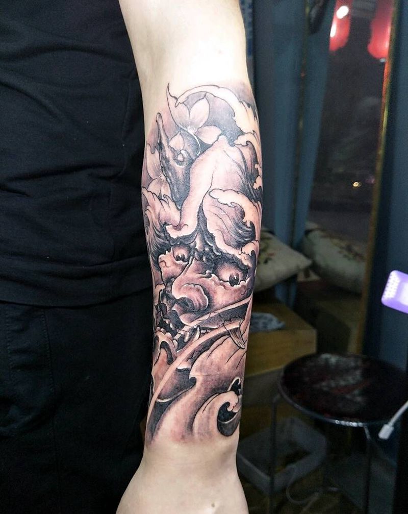 般若纹身图片_手臂传统鬼神纹身图案