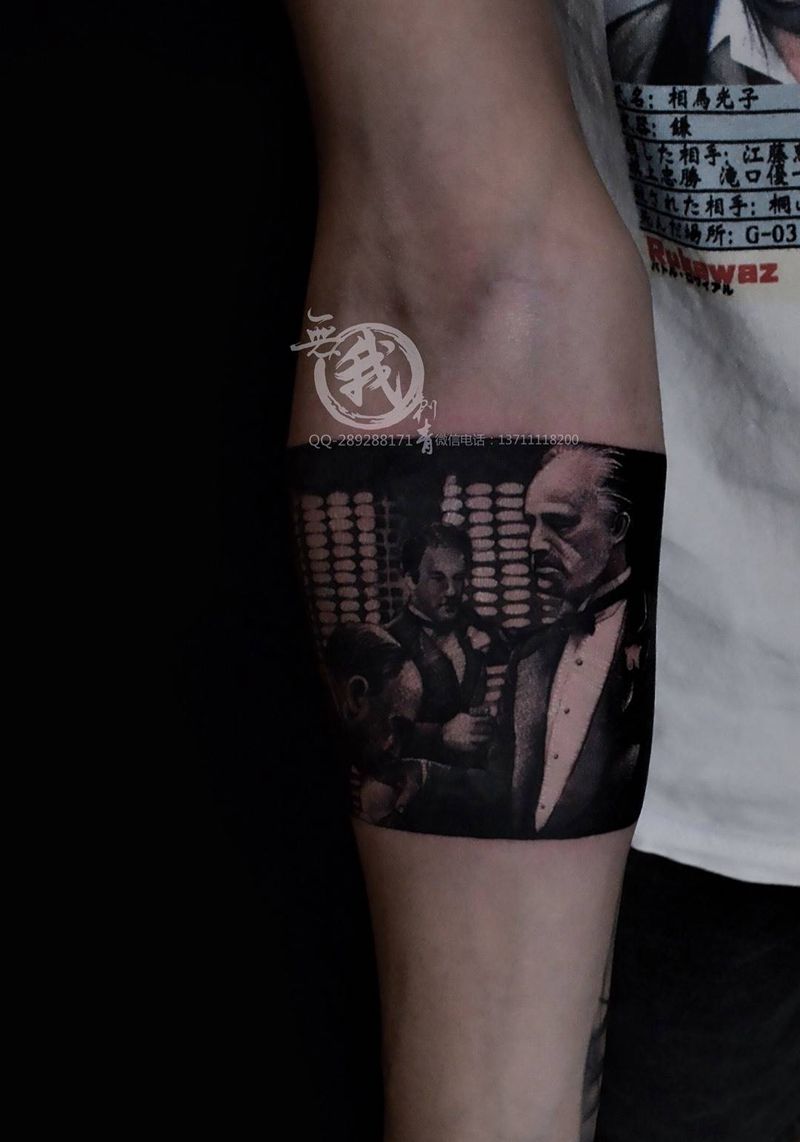 教父纹身图片_手臂欧美写实纹身图案