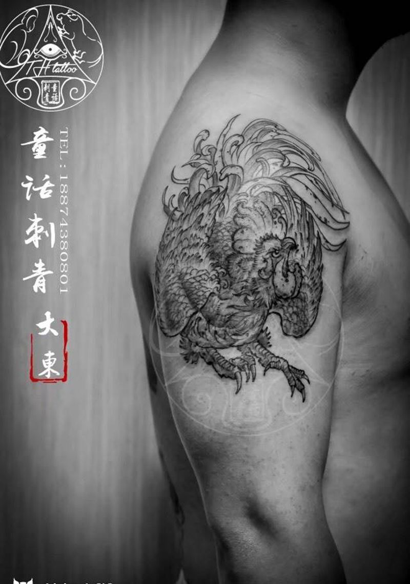 雄鸡纹身图片