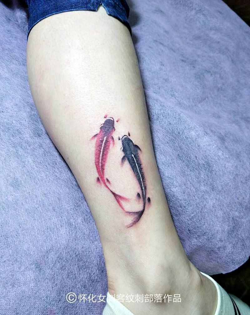 单单双双纹身图片_国画纹身图案