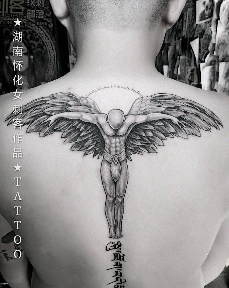 守护天使纹身图片_欧美宗教纹身图案