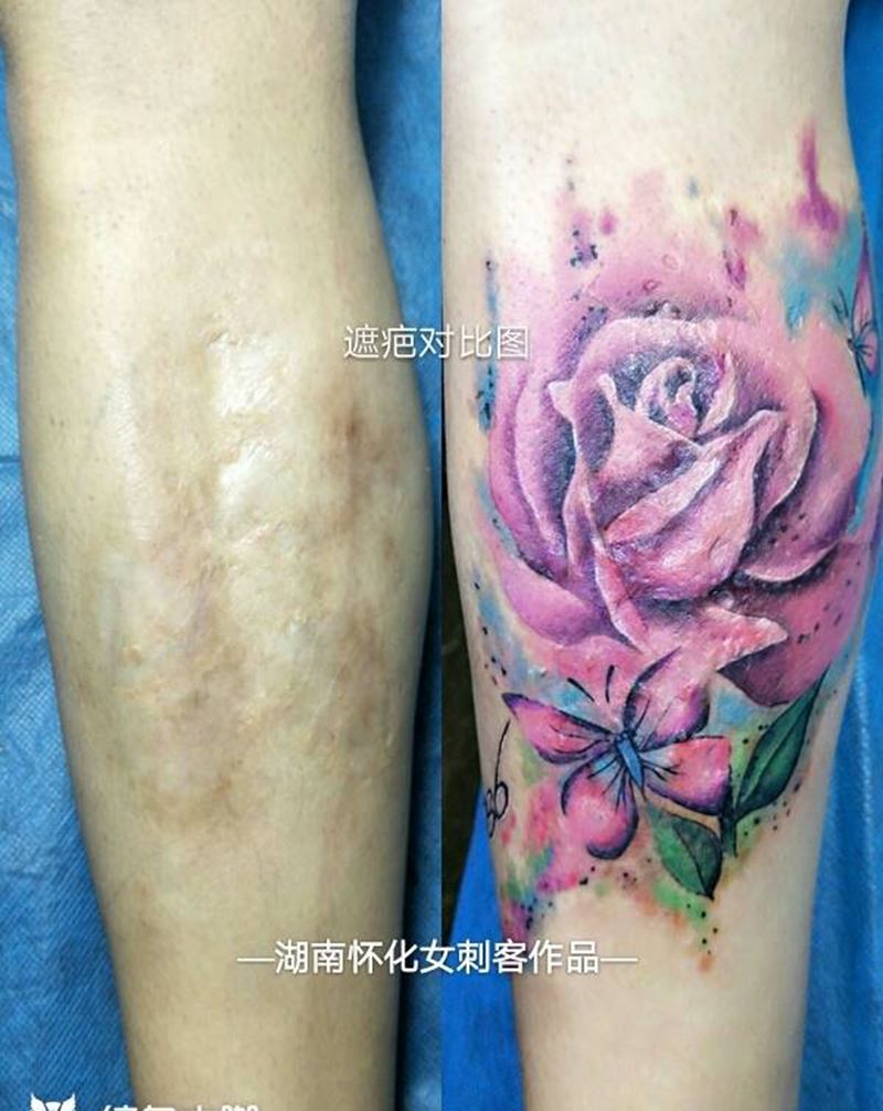 遮疤纹身图片_欧美写实静物纹身图案